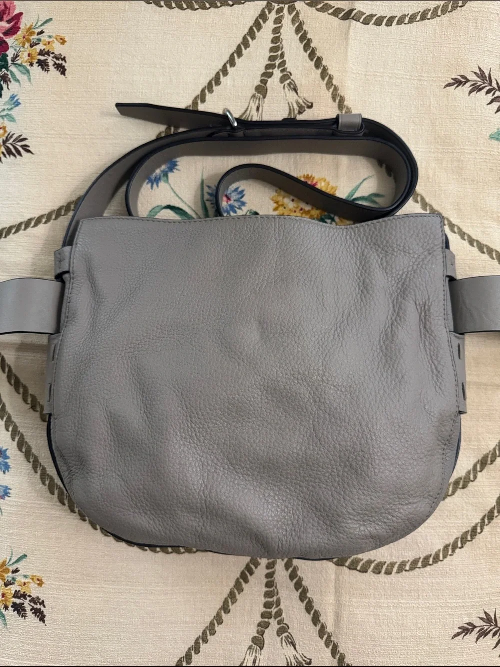 Tory Burch Gemini Link Hobo Large Shoulder Crossbody Bag Purse French Gray